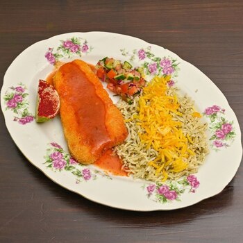 Arroz con Hierbas y “Pescado” (Polo Mahi)